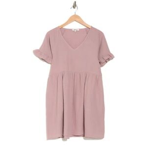 Madewell Babydoll Ruffle Sleeve Dress in Pale Thistle